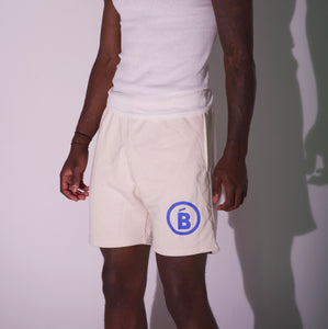 Cream & Blue Terry Puff B Shorts