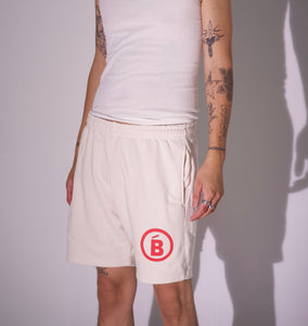Cream & Red Terry Puff B Shorts