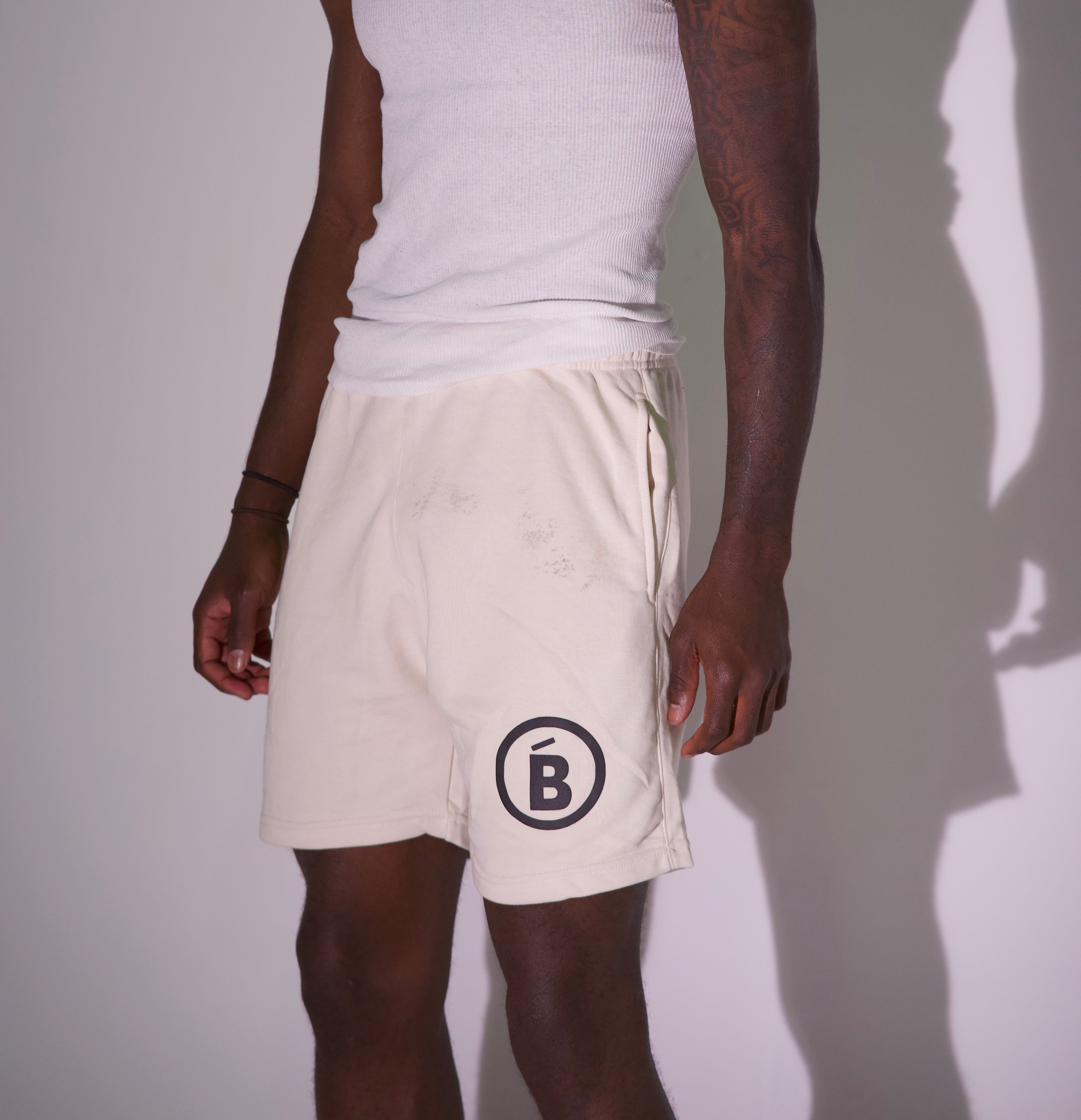 Cream & Black Terry Puff B Shorts