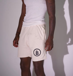 Cream & Black Terry Puff B Shorts