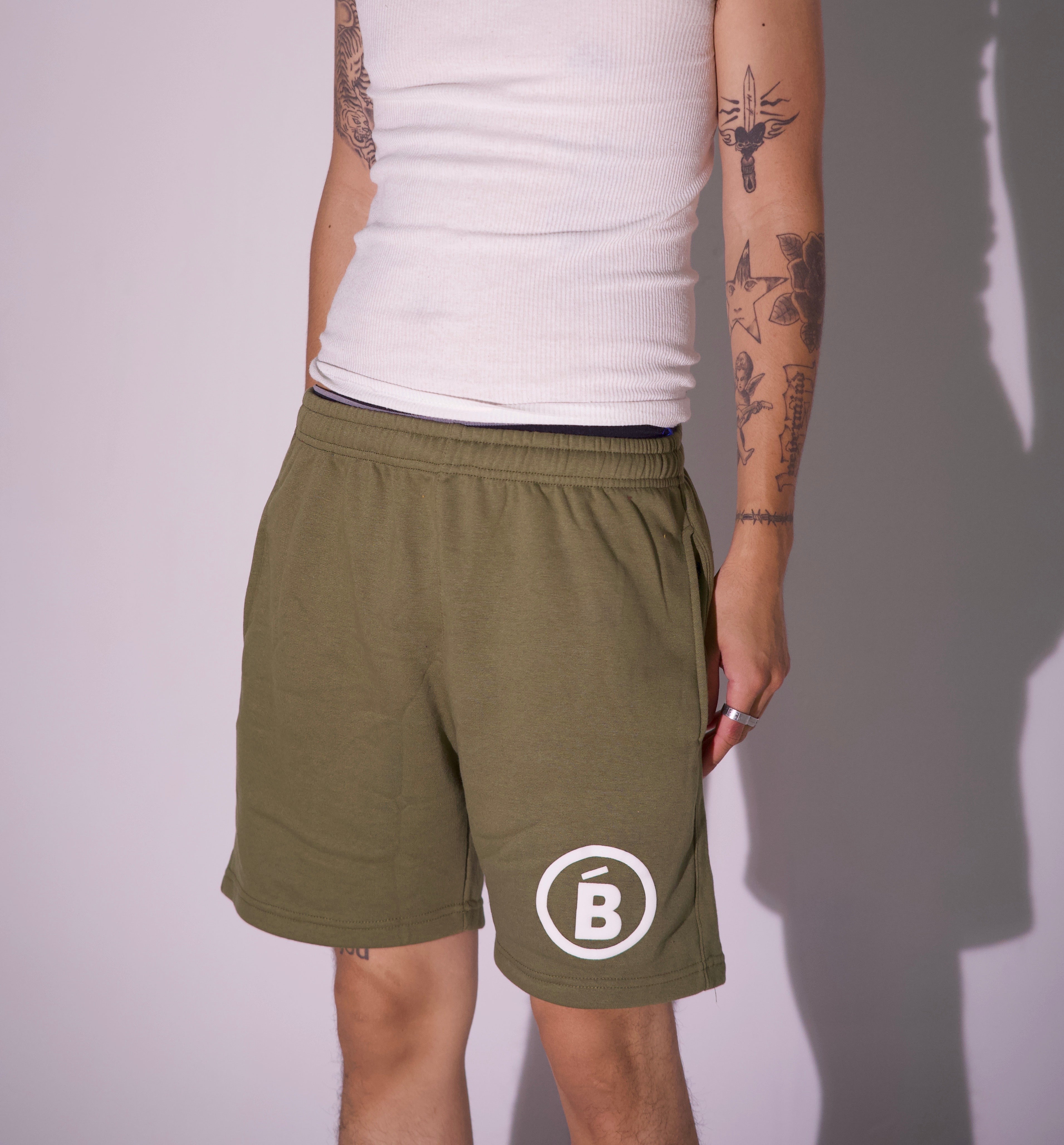 Army Green Terry Puff B Shorts