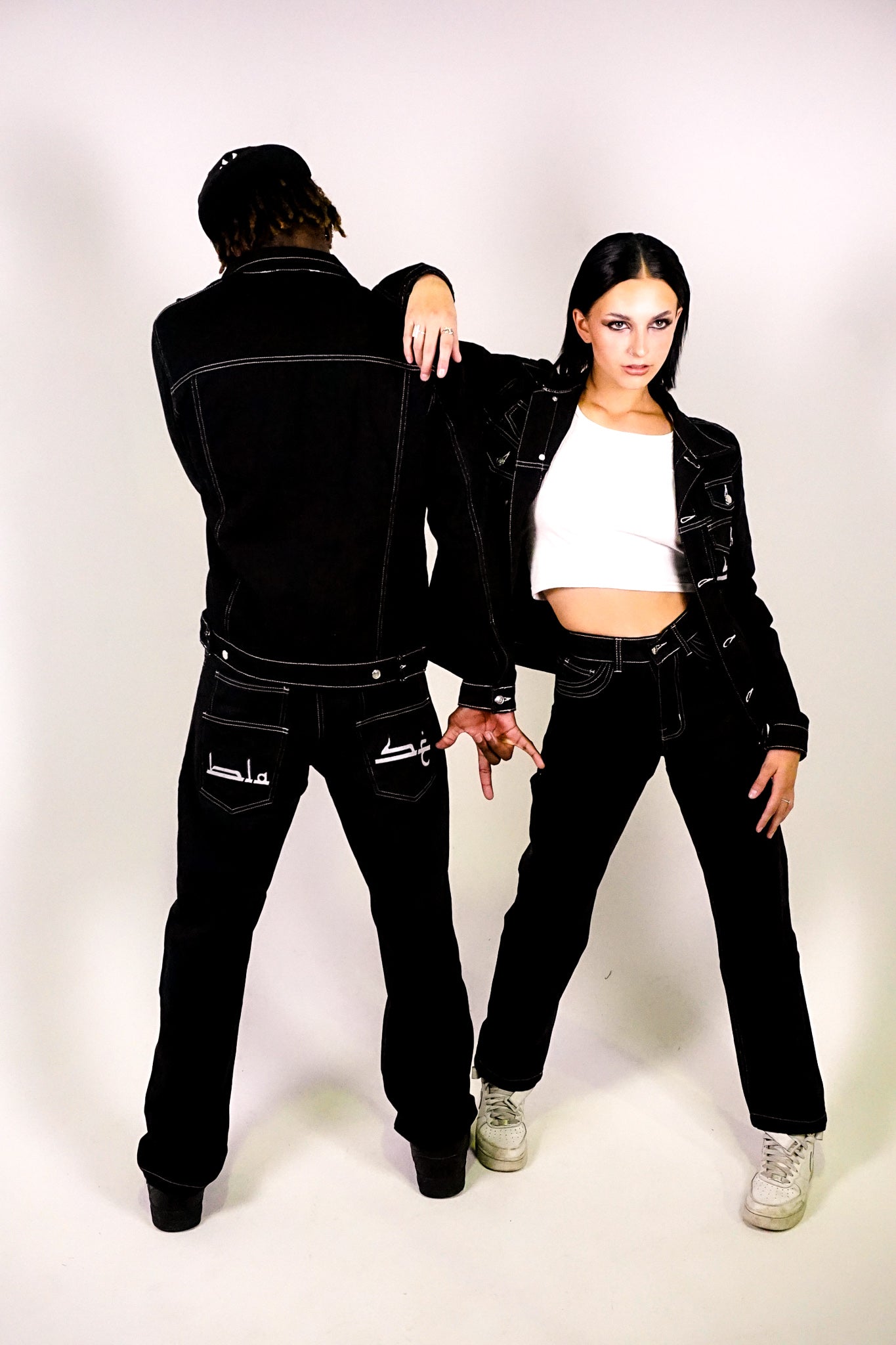 Script Double Pocket Denim Jeans