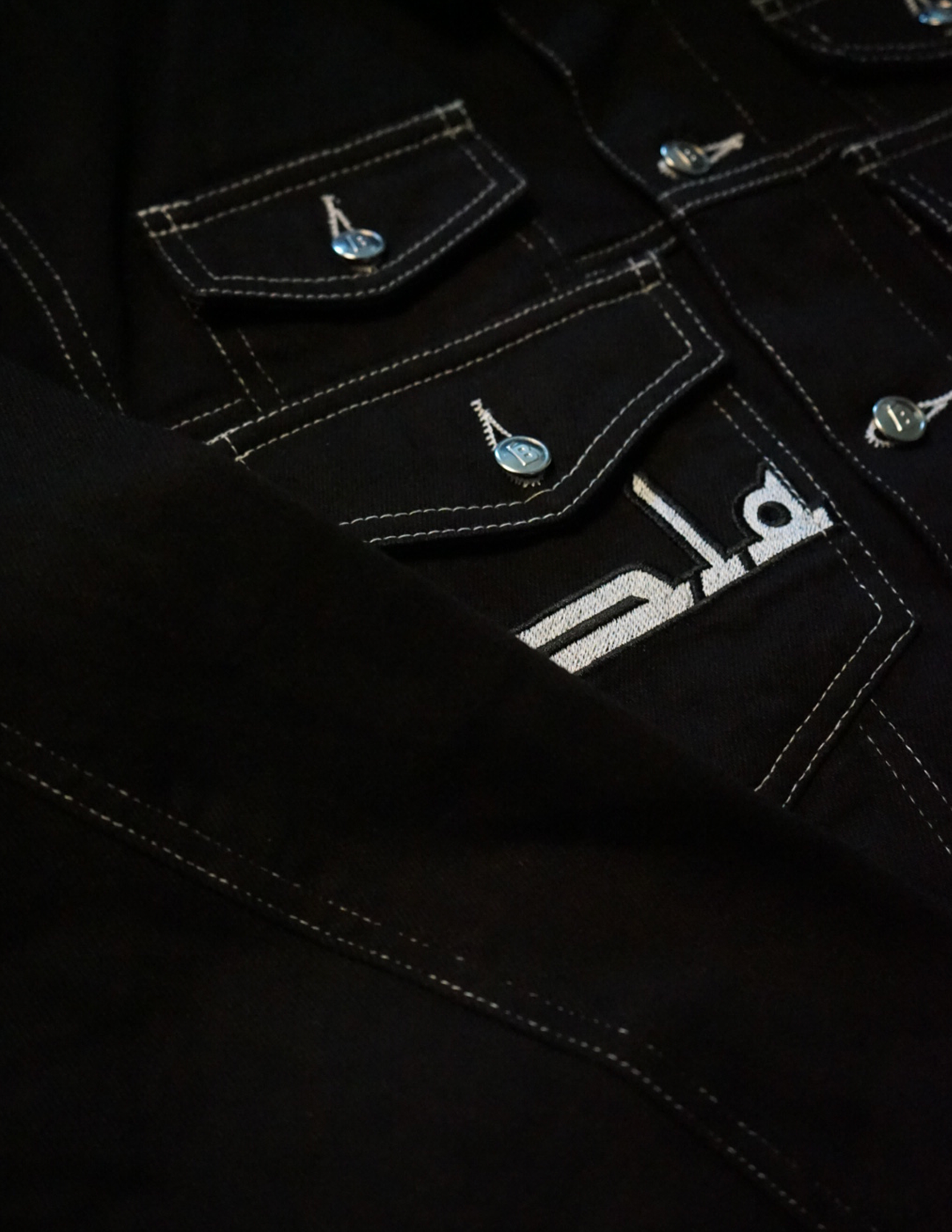Script Double Pocket Denim Jacket