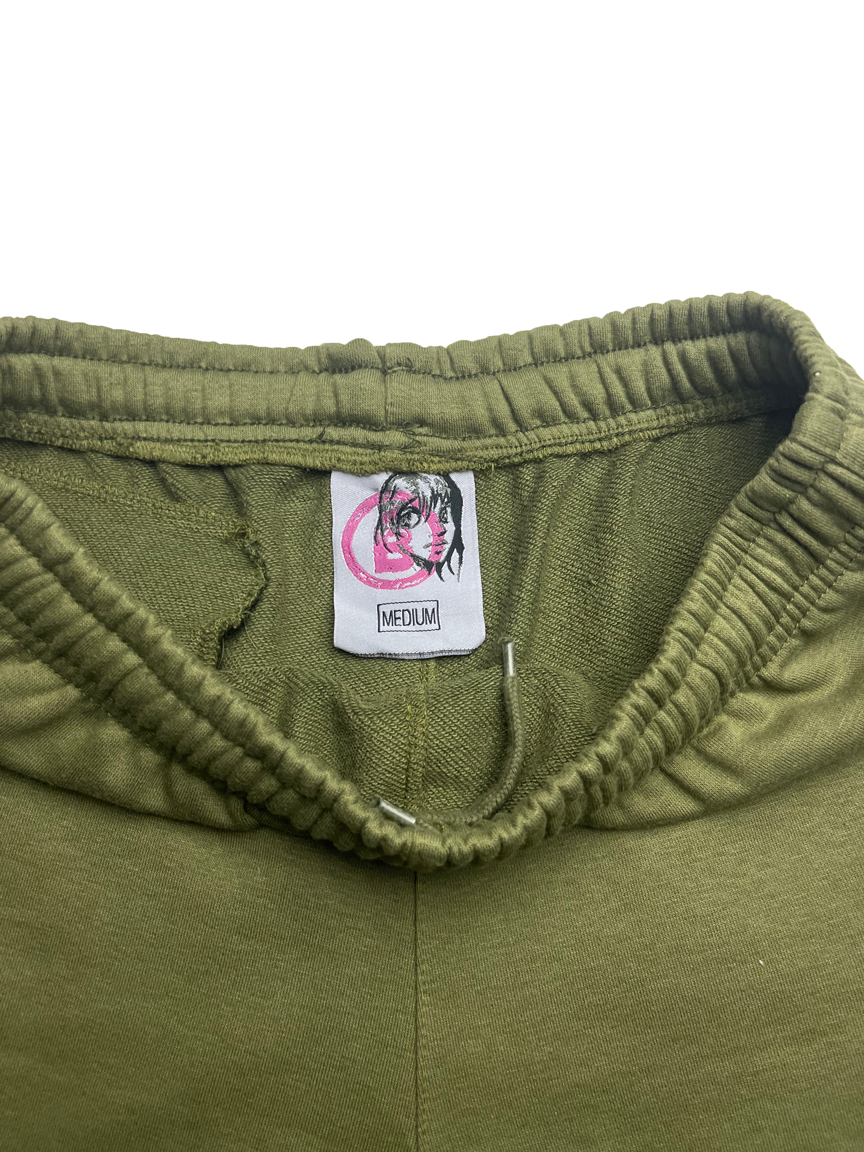 Army Green Terry Puff B Shorts