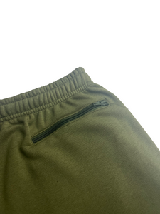 Army Green Terry Puff B Shorts