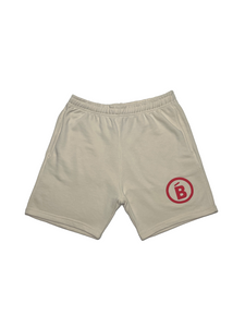 Cream & Red Terry Puff B Shorts