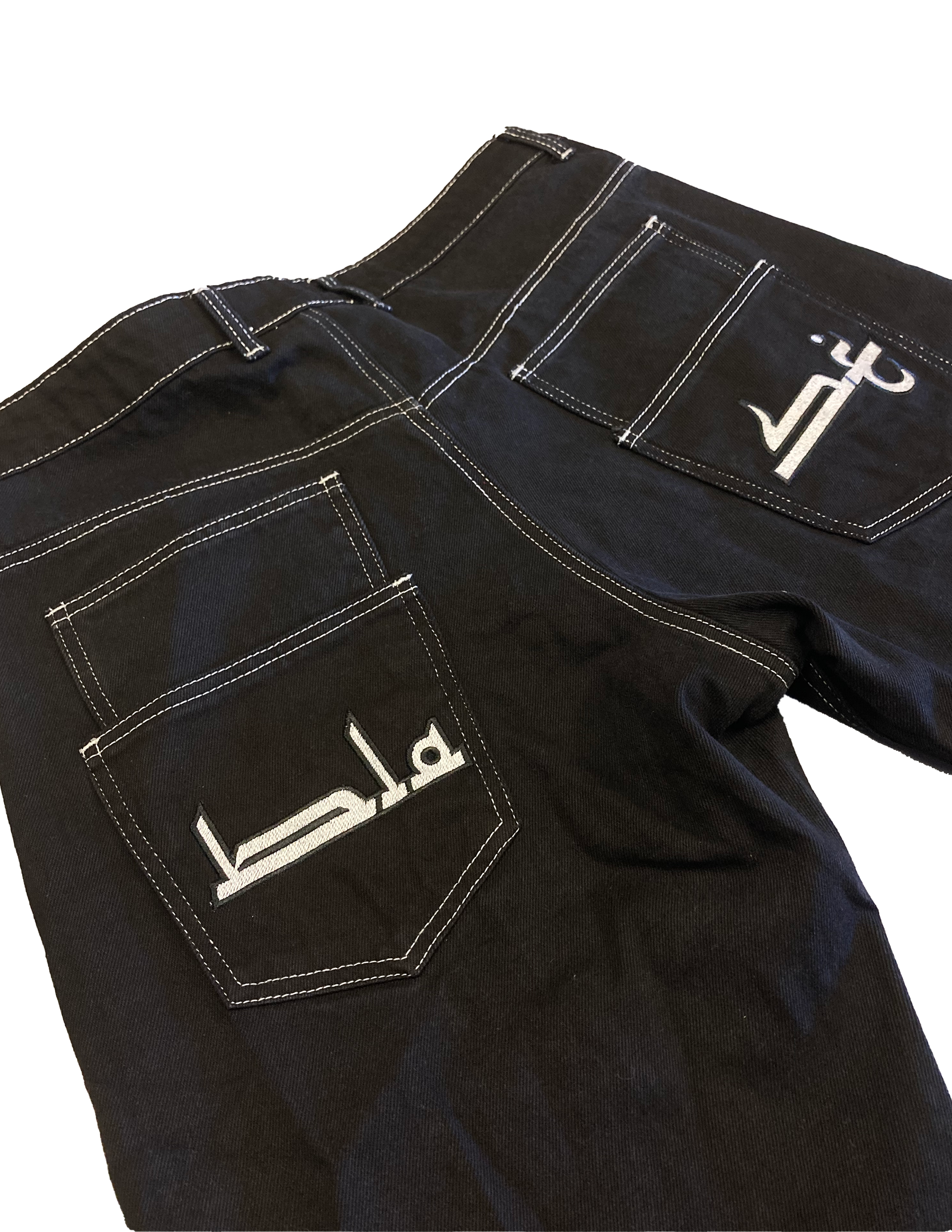 Script Double Pocket Denim Jeans